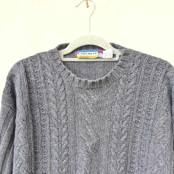 VTG 90's Concrete Made For The Street WoolBlend Retro Cable Knit Preppy Sz Med - Picture 4 of 8